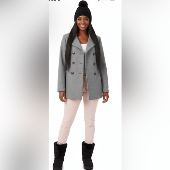 Calvin Klein Jackets & Blazers - Calvin Klein Women Size 12 Double Breasted Grey Peacoat